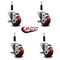 Service Caster 3'' Red Poly Swivel 7/8'' Expanding Stem Caster Set with Brake, 4PK SCC-EX20S314-PPUB-RED-TLB-78-4 - alternate 3